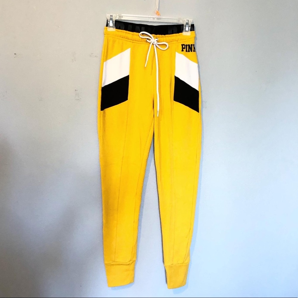 VSPINK YELLOW SKINNY JOGGERS